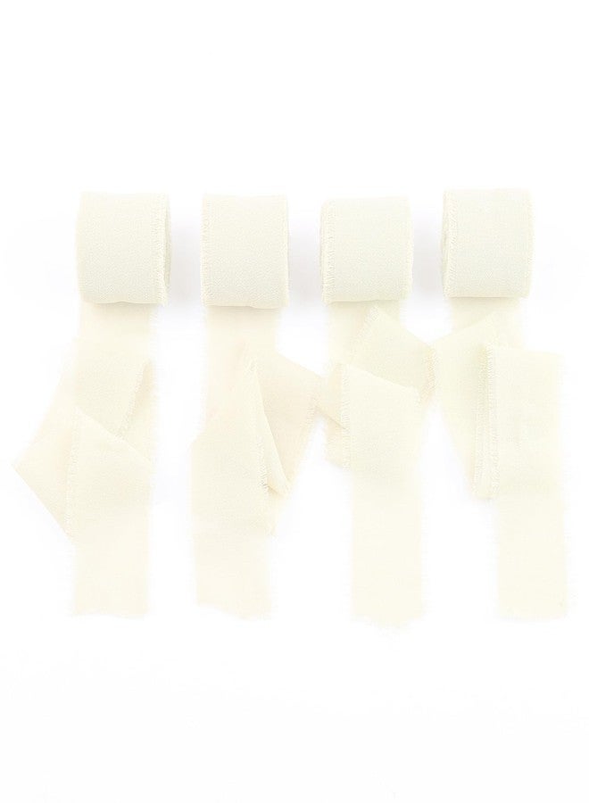 Buildcon 4 Rolls Hand-Torn Chiffon, Satin Ribbon Roll,Soft Gift Wrapping for Wedding, Crafts, Bouquets - Feel Ribbon for Decor and DIY Projects - Image 1